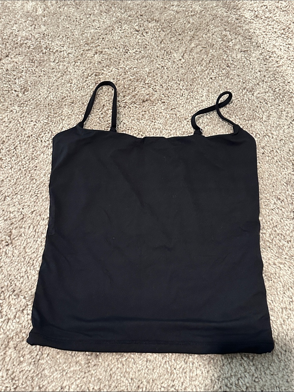 Black Slim-Strap Camisole Tank Top